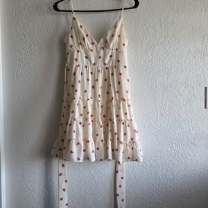 B. Smart Ivory Dress with Red Dots